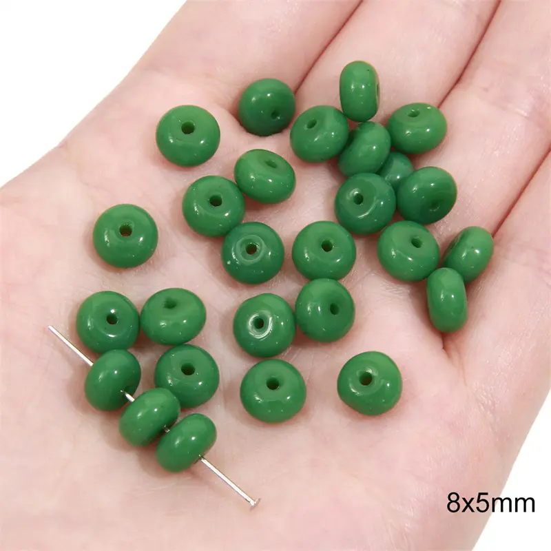 Solid color abacus beads 8x5mm, dark green