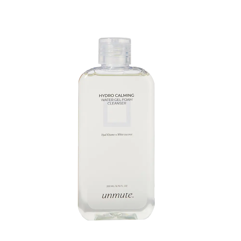 UNMUTE Hydro Calming Water Gel Foam 200ml (6.76 oz) – 2-in-1 Face Wash for Sensitive & Acne-Prone Skin | Gentle, Hydrating & Soothing with White Tea Tree & Heartleaf
