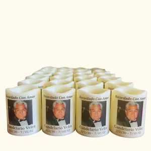 Velas Conmemorativas Personalizadas (Paquete de 24) | Recuerdos LED de Funeral Candle Decor