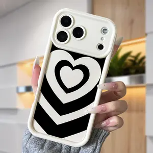 Heart Pattern Case for iPhone 17 Air 16 16e 15 14 13 12 11 Pro Max Plus X XS Shockproof Non Slip Military-Grade Protection Silicone TPU Cover