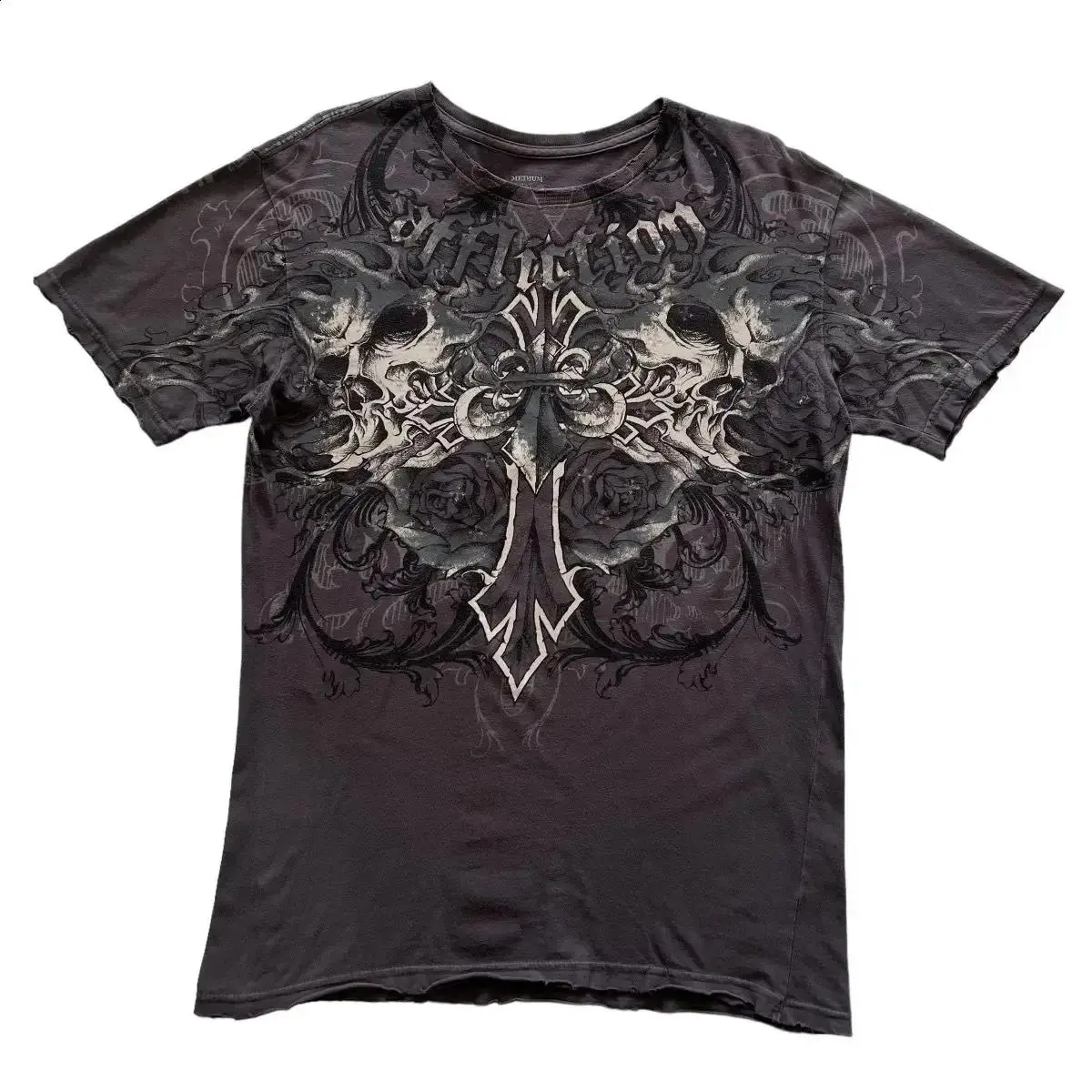 Affliction Realtree Cross Grunge Cyber Y2K Style T-Shirt Print Unisex Alternative Fashion