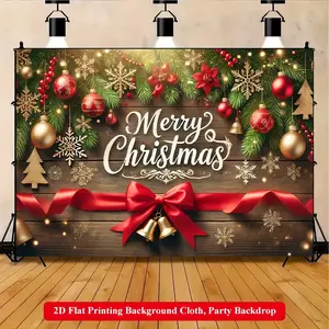 2D Flat Printing Backdrop Banner 1pc, Party Decorations Banners, Christmas Decorations With Festive Atmosphere Vibrant Polyester Background Cloth for Family Party, Wedding, Birthday, Christmas, Thanksgiving, Room Decorations, Easy to Set Up, Reusable