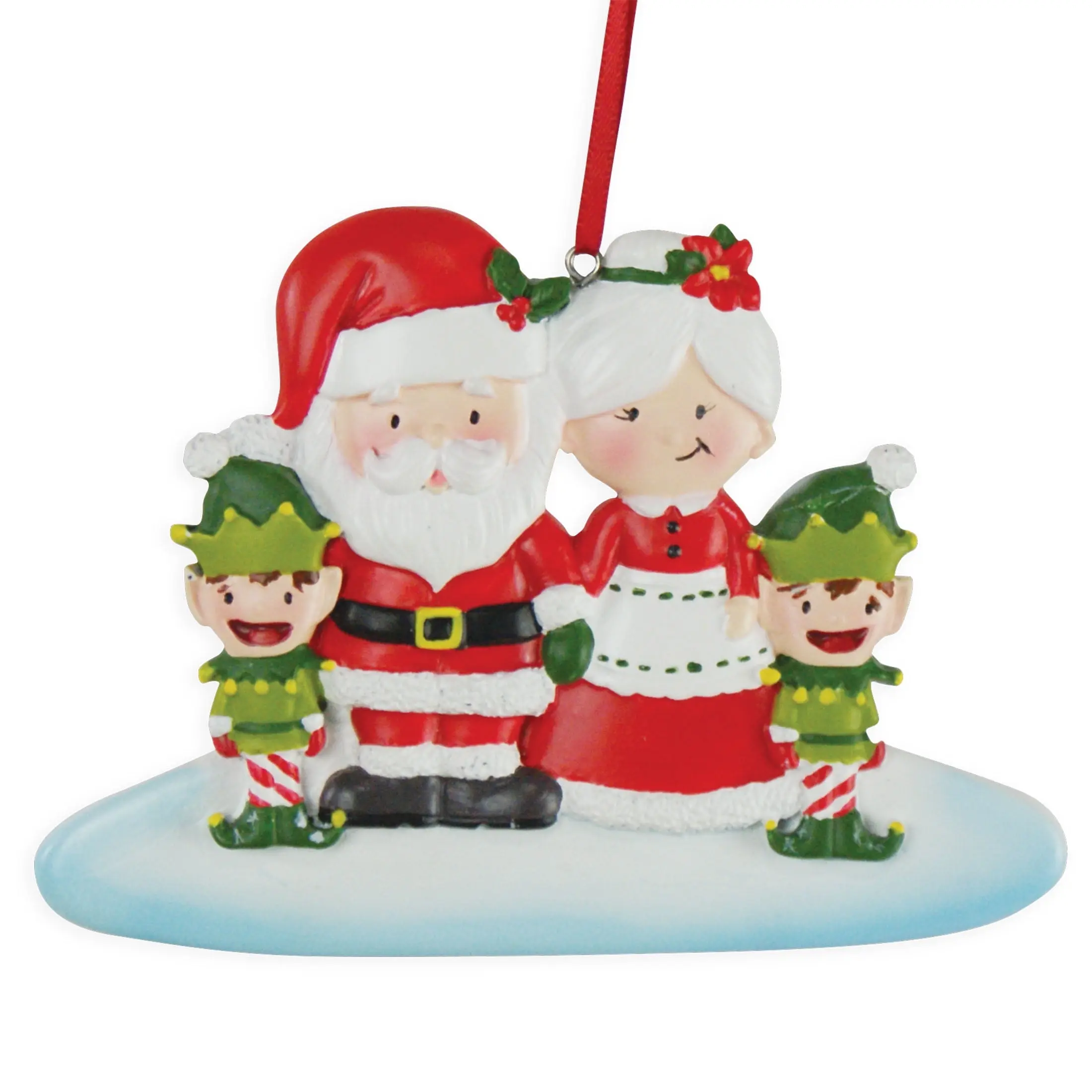 Santa & Elf Family Of 4 Christmas Resin Ornament