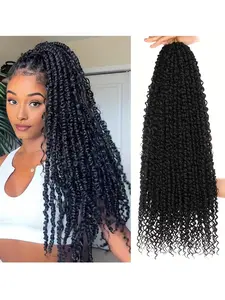 3 Packs Passion Twist Crochet Hair 18inch Boho Style Pre Twist Bomb Twist Crochet Braids Pre Looped Synhtetic Bohomian Passion Twist Braiding Hair Extension for Women