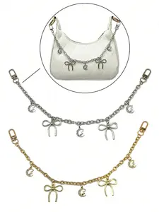 New Long Moon Bow Metal High-End Bag Accessory, Casual Style Heart Pattern, All Seasons, Extendable Bag Chain, No Ca Prop 65