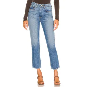 GRLFRND Karolina High Rise Straight Crop Jeans in Long Island