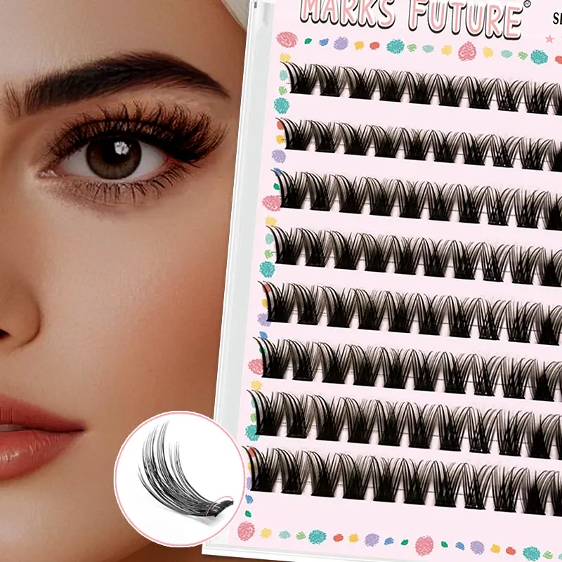 Self-Adhesive False Eyelashes, D Curl Long Dense Synthetic Fiber Lashes, Friday Festival Makeup Essentials, Easy Application for Beginners
