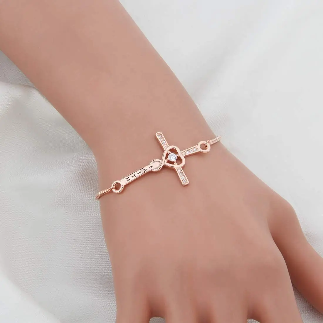 Faith Cross Adjustable Slider Bracelet