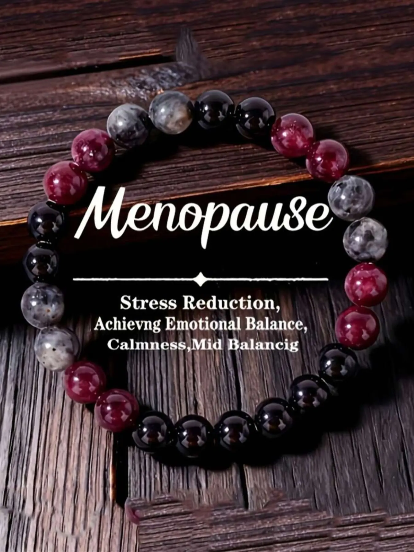 Women's Menopause Support Beaded Bracelet, Calming Crystal Beads, Relieves Anxiety, Promotes Relaxation, Hormonal Balance, Fashionable Daily Wear, Perfect Gift