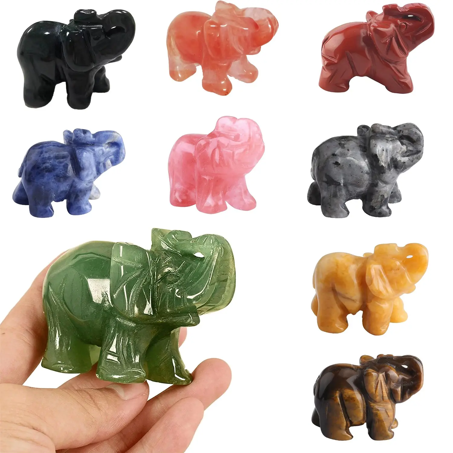 Lucky Elephant Jade Feng Shui Ornament, Attracts Wealth, Office Decor, Office Desktop Ornament, Desktop Decorative Ornament, Chakra Healing Statue, Best Birthday & Graduation Gift, 9 Colors, Home Office Decoration, Decoration Items, Desk Ornaments
