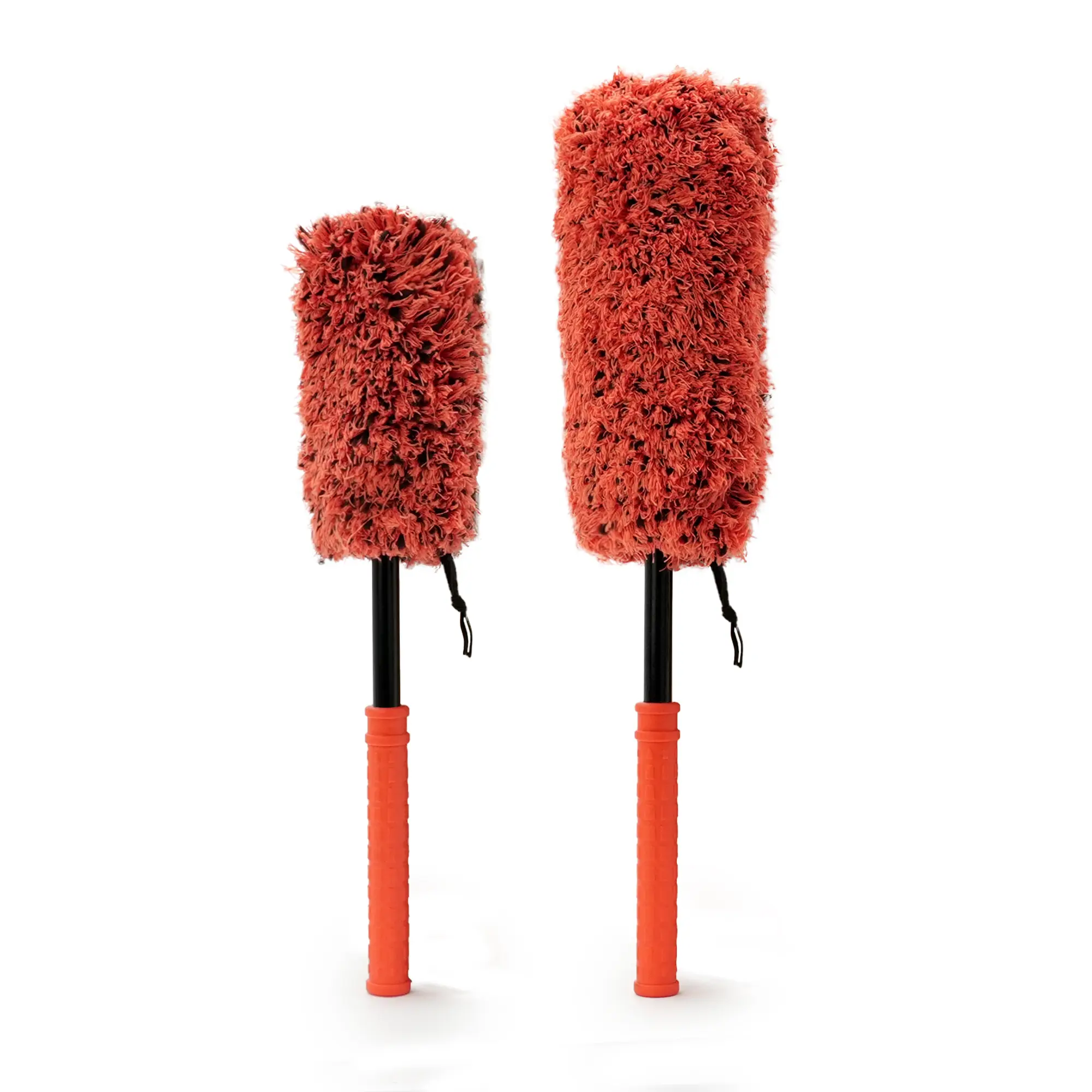 SPTA Car Wheel Brush Set, 2Pcs Microfibre Rim Brush with Extra 2 Large and 2 Small Interchangeable Microfiber Covers, Rim Cleaner Brush for Wheel Cleaning, Wheel Cleaning Brush for All Wheel Types, 2 Pcs, Cost-Effective