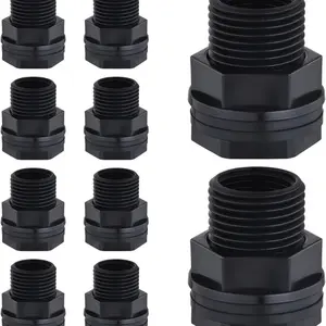 10 Pcs  3/4 GHT Garden Hose Bulkhead Fittings Set Male X 1/2 NPT Female Double End Bulkhead Tank Fittings for Rain Barrels, Aquariums, Tanks, Pools, Faucets