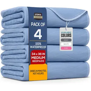 Utopia Bedding Washable Underpads (Pack of 4), Waterproof Reusable Heavy Absorbency Incontinence Bed Pads for Adults, Kids, Elderly and Pets, Bedwetting Pads for Sofa and Couch