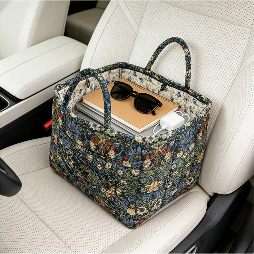 Washable Foldable Fabric Storage Bag, Book Organizer Basket, Office Supplies Holder, Home Decor Bin for Entryway Bedroom Living Room