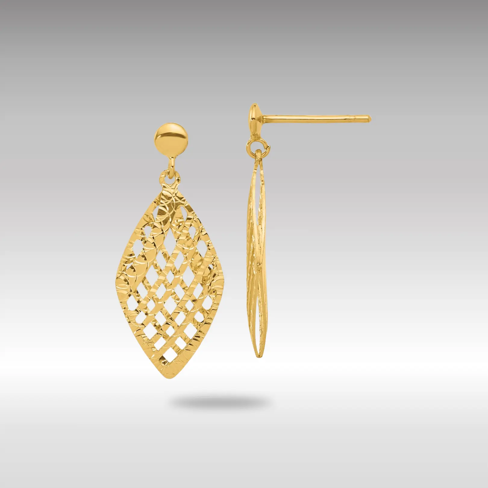 14K Gold Leslie's Polished Diamond Cut Post Dangle Earrings - Model LE2636