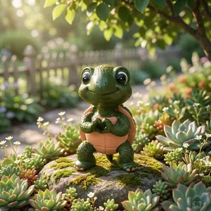 Cute Heart-Shaped Turtle Statue, Garden Courtyard Decoration, Resin Craft Gift, Outdoor Sculpture, 1pc Adorable Ornament