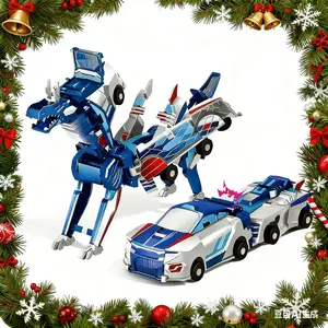 Magnetic Dinosaur Transformer Car Toy, 2-in-1 Magnetic Cars That Transform into Flying Dragon and Unicorn, Automatic Collision Transforming Toy, Fun Toy Birthday Christmas Gift for Boys & Girls