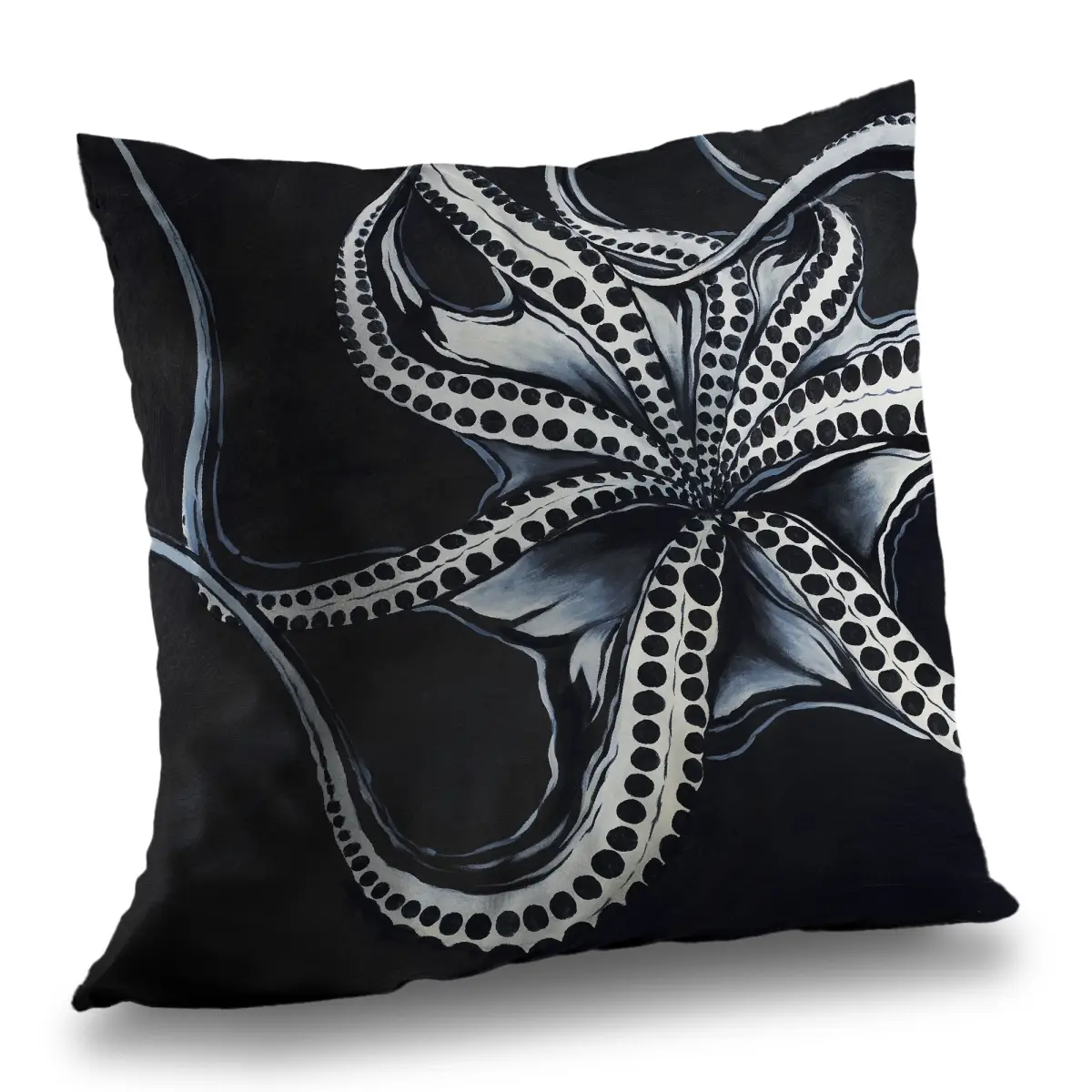 Begin Home Decor C1PT1414T06YUF 14 x 14 in. Octopus Tentacle Black Poly Twill Throw Pillow - Home Decor