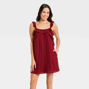 Women's Cami Ruffle Maxi A-Line Dress - Universal Thread Maroon M
