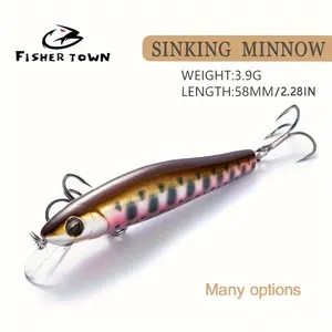 Artificial Bass Fishing Lure, 1 Count Fish Shaped Sinking Minnow Lure with Built-in Ball, Fishing Accessories for Fishing Enthusiasts in Natural Water Bodies