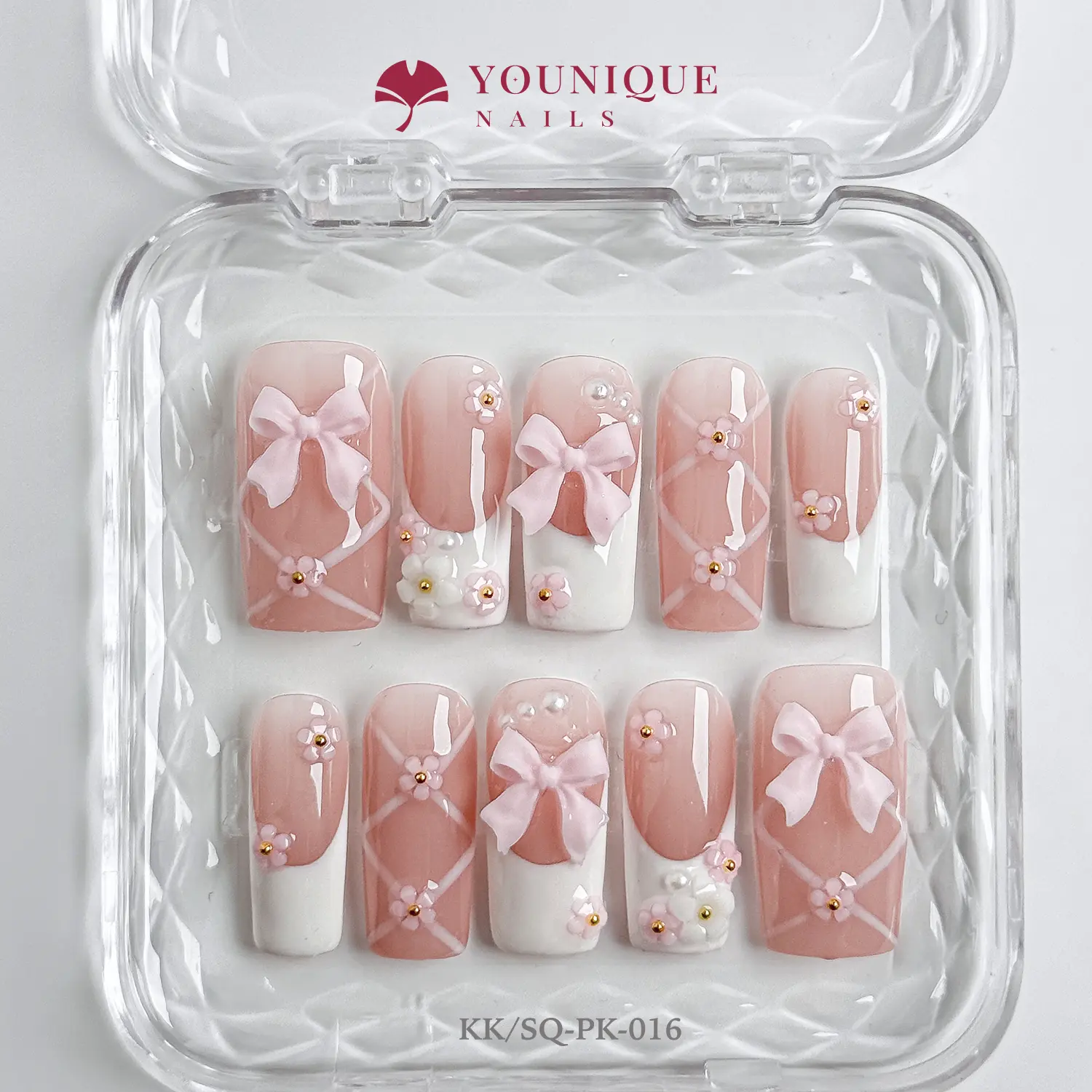 Younique Nails | KK Studio | Butterflies Ribbons  | 10PCS 100% Handmade Press-On Nails | Reusable Colorful Art