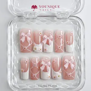 Younique Nails 2025 | KK Studio | Butterflies Ribbons  | 10PCS 100% Handmade Press-On Nails | Reusable Colorful Art