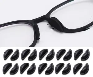 20 Pcs Black Soft Comfortable Eyeglasses Stick On Nose Pads - Air Chamber Silicone Anti-Slip Cushions for Glasses Sunglasses Parts Adhesive