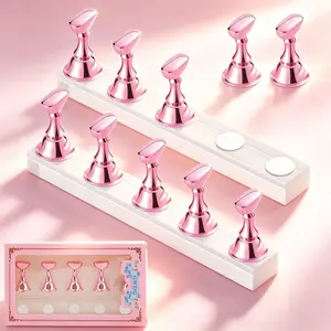 Makartt Magnetic Nail Stand Nail Art Display Practice Holder False Nail Fixing Bracket DIY Salon Manicure Supply
