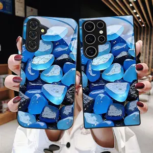 Phone Case - Transparent Blue-Black Mixed Pattern Phone Case with Lens Protection for Samsung Galaxy S26 S25 S24 S23 S22Pro S21 S20 Fe Plus Ultra Pro A56 A55 A54 A53 A52 A51 A36 A35 A34 A32 A26 A25 A24 A23 A16 A15 A14 A06 A05 A03s