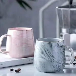 Marble Pattern Coffee Mug, 1 Count Large Capacity Ceramic Cup with Handle, Drinking Cup for Home Office Use, Gift for Friend & Family, Coffee Cups Gift, Drinkware, Ceramic Tea Cup