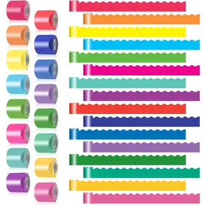 16 Rolls 524.8 Ft Colorful Bulletin Board Borders Set - Bright Scalloped Trim for Classroom Decor, Office, School Decorations - Teacher Borders for Bulletin Boards, Wall & Theme Supplie