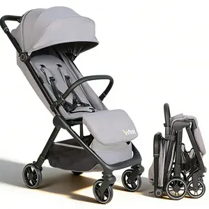 Lightweight Baby Stroller - Single Handed Fold,  Large Sunshade with Zipper, Widened Seats & Extended Backrests, Gravity Folding, Suitable for Carrying Outdoors