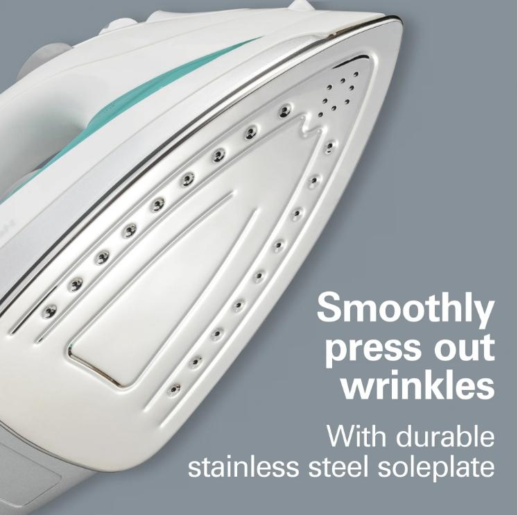 Steam Iron with Retractable Cord and Anti-Drip System – Elegant White Finish