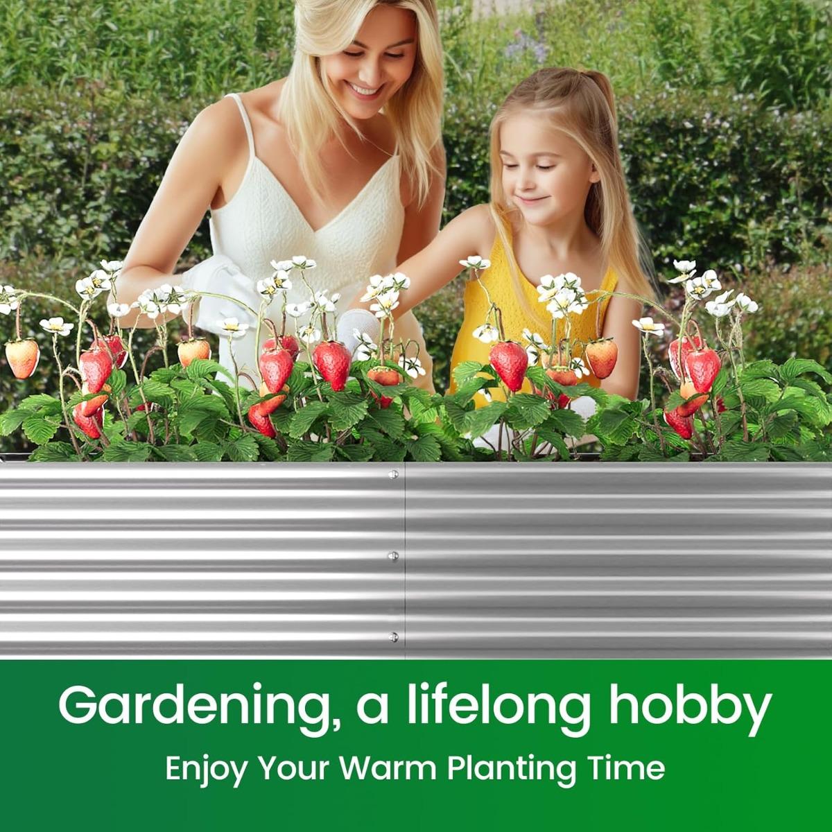 2-Pack 8x4ft Galvanized Raised Garden Beds – Tall Metal Planter Boxes for Vegetables, Flowers & Outdoor Gardening