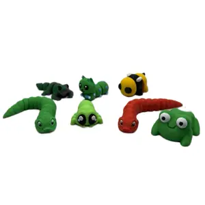Mini Flexi Critters Fidgets 3 for $5 Mystery Pack - Assorted Colors & Designs - 3D Printed Desk Fidgets Includes Snakes, Frogs, Lizards & Insects