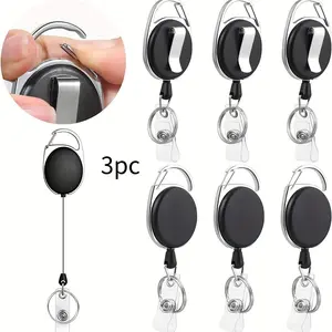 Retractable Badge Holder, 3 Counts/set Modern Simple Nurse Badge Reel, ID Badge Holder, Work Card Holder, Office Stationery & Supplies