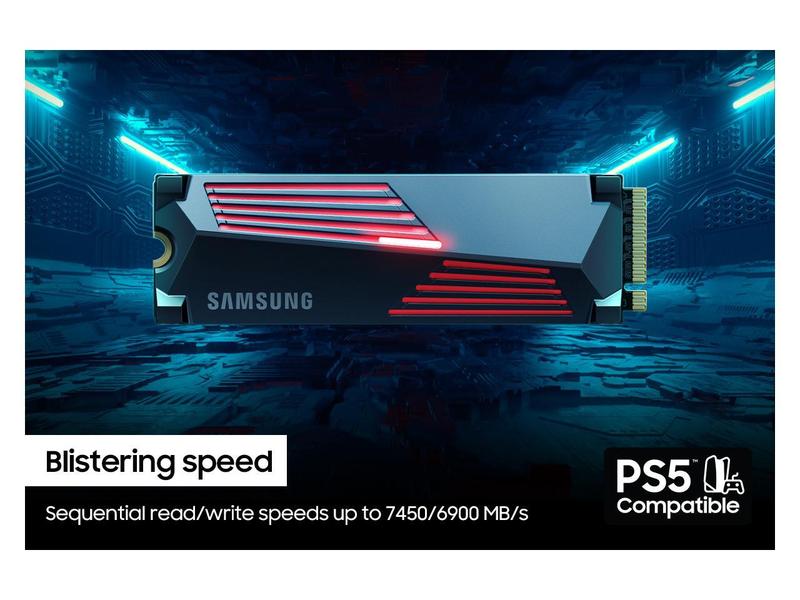 SAMSUNG SSD 990 PRO with Heatsink 2TB, PCIe 4.0, Sew. Read Speeds Up-to 7,450MB/s, Compatible with PlayStation®5 (MZ-V9P2T0CW)