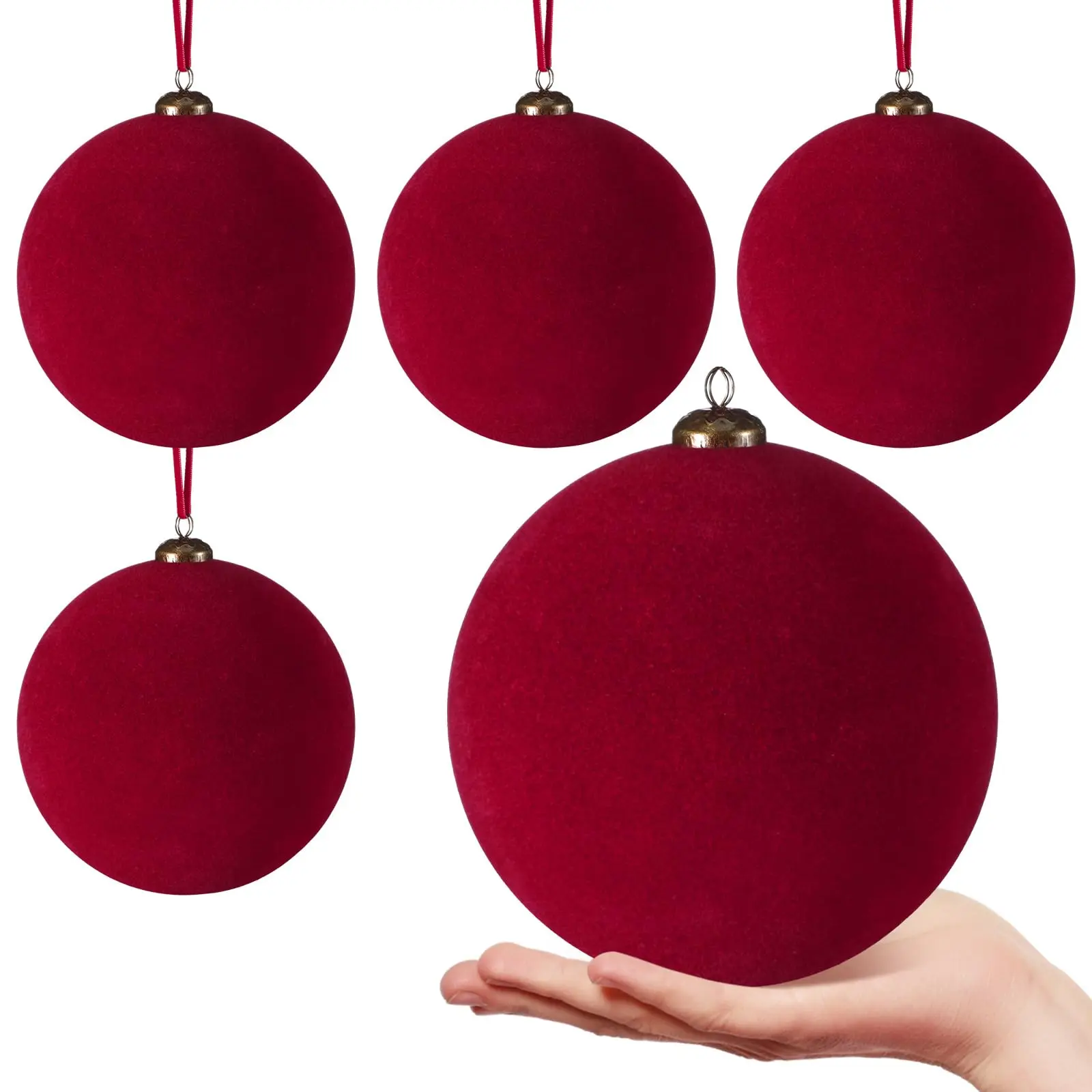 Large Velvet Christmas Balls 6 Inch Christmas Tree Decorations Xmas Ornaments Balls for Family Holiday Wedding Party Xmas Tree Hanging Decoration