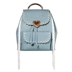 Seaside Sweetheart Fringe Backpack Denim