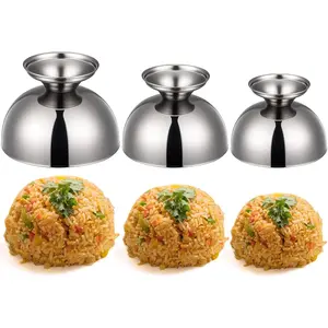 3 Pcs 3 Sizes Stainless Steel Round Rice Press Shaper Mold Serving Bowls for Sushi Egg Fried Rice Home Restaurant Decoration(Silver,5.41oz, 6.76oz, 10.14oz)