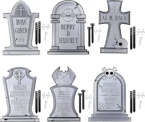 SCS Direct 3D Metal Ghost Tombstone-6 Designs-(Large 17" w Steaks) - Durable, Weather Rust Proof, UV Printed- Lawn Decor- No Flimsy Foam Graveyard Headstones