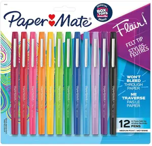 Flair Felt Tip Pens | Medium Point 0.7 Millimeter Marker Pens | School Supplies for Teachers & Students | Assorted Colors, 12 Count