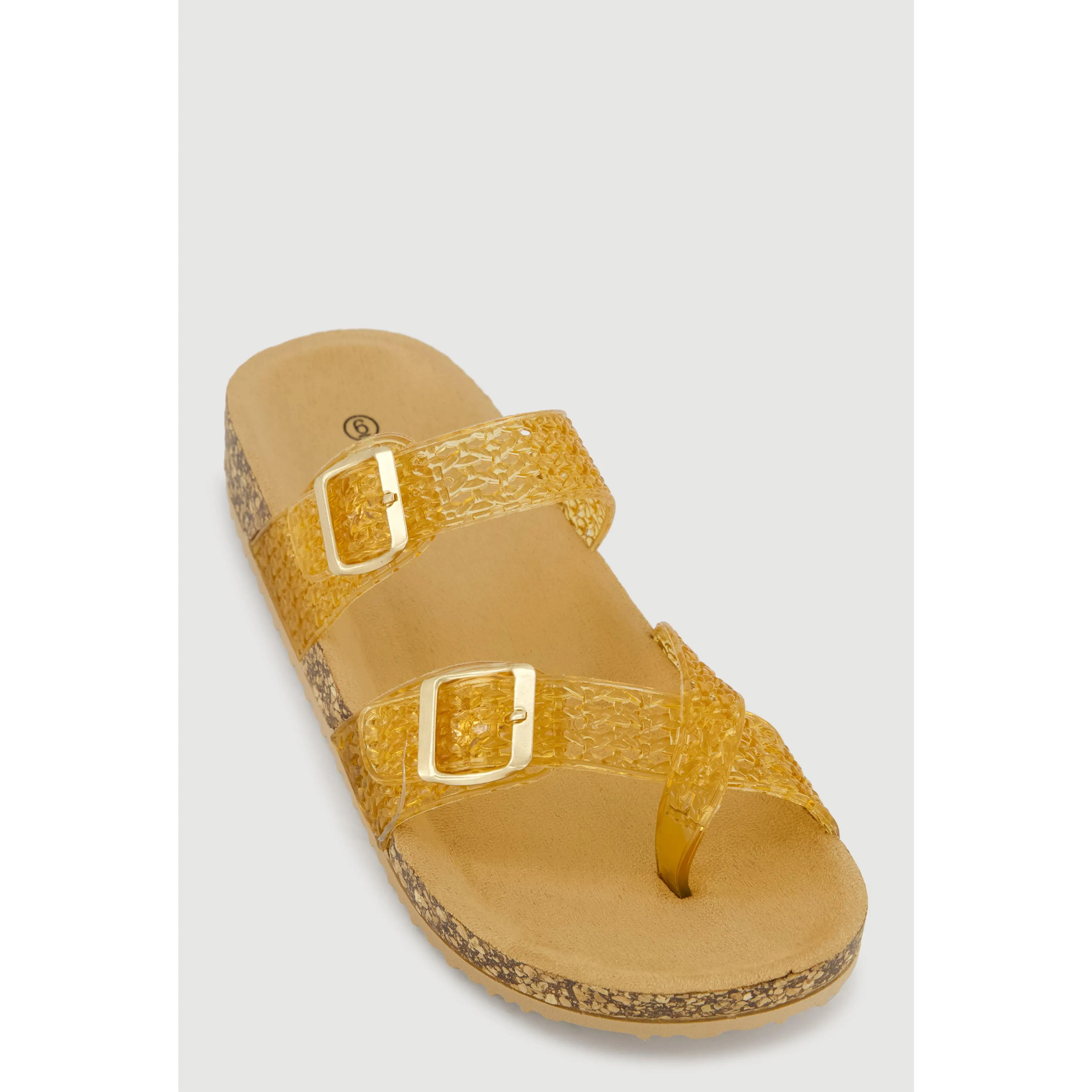 Jelly Toe Loop Buckle Detail Footbed Sandals