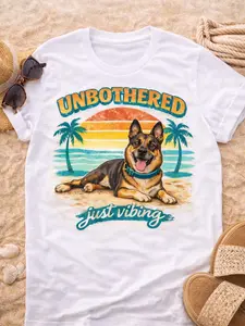 **UNBOTHERED; just vibing tshirt – German Shephard Edition ** BossTon Appareal Co.