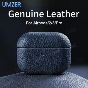 For Airpods Pro2 Case 100% Genuine Leather Case For Airpods4 3 / 2 / Pro Leather Cases AirPods Case Lychee Pattern Cowhide Cases