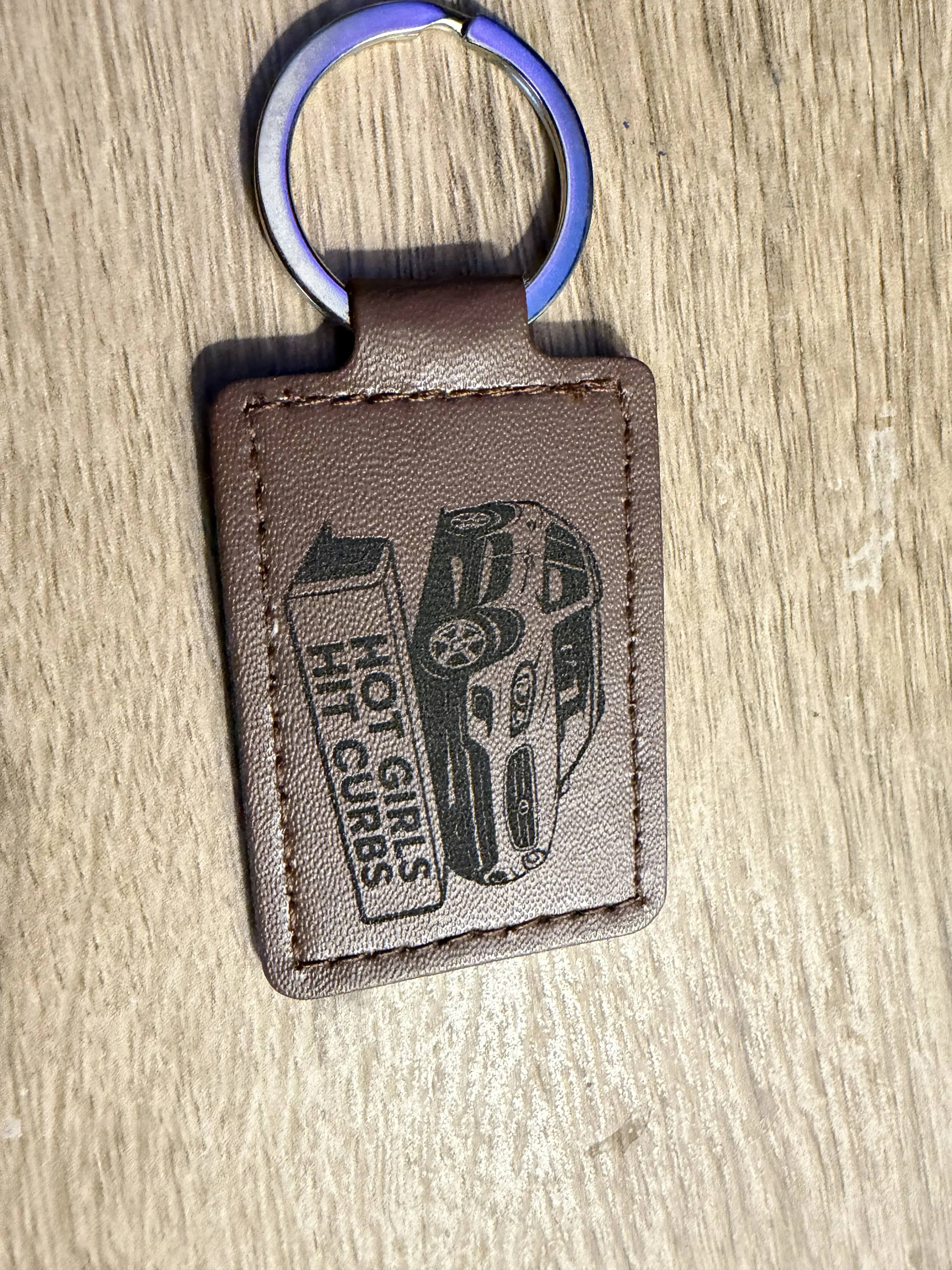Hot Girls Hit Curbs Leather Keychain