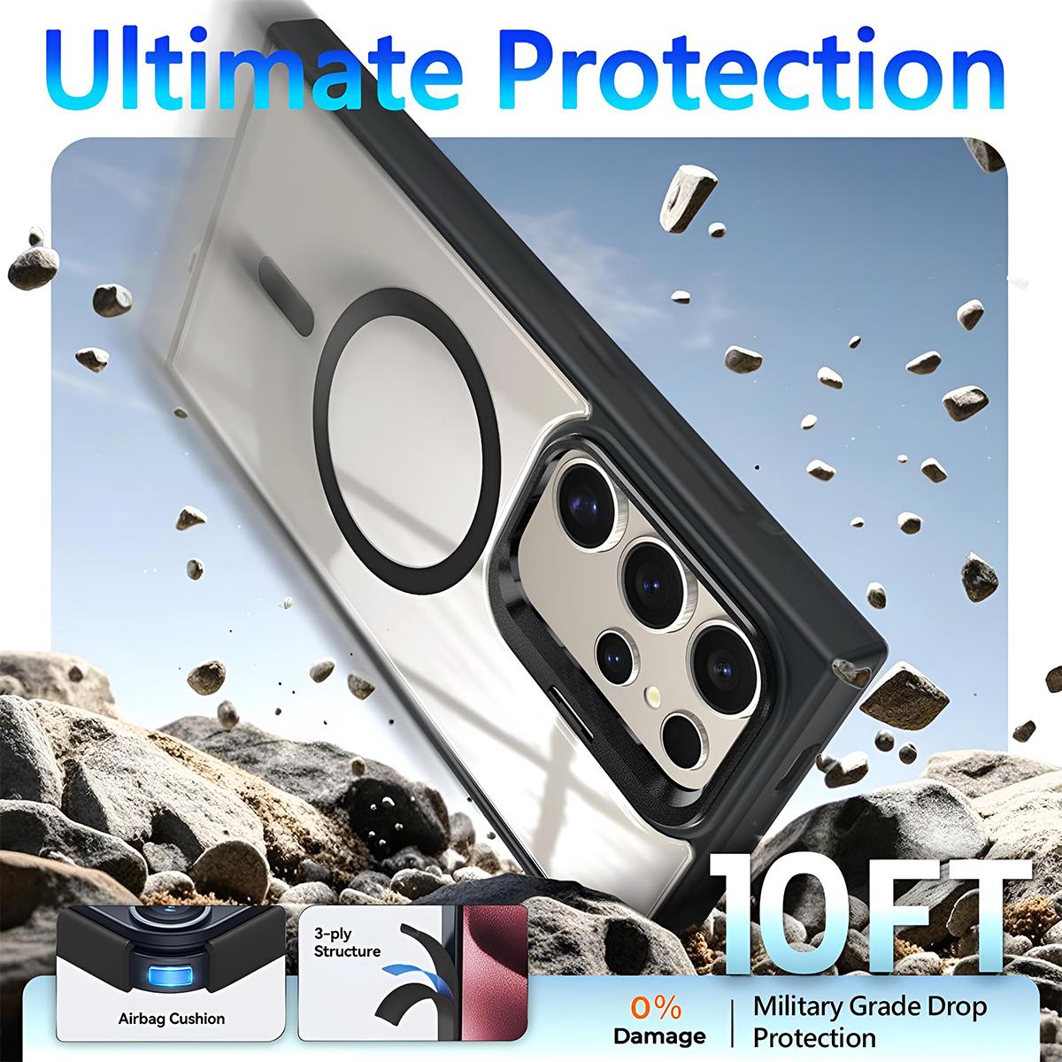 Shockproof Camera Ring Stand Heavy Duty Clear Case For Samsung S26 Ultra/S26 PLUS/S26 Compatible With MagSafe Cover + Camera Lens Protector