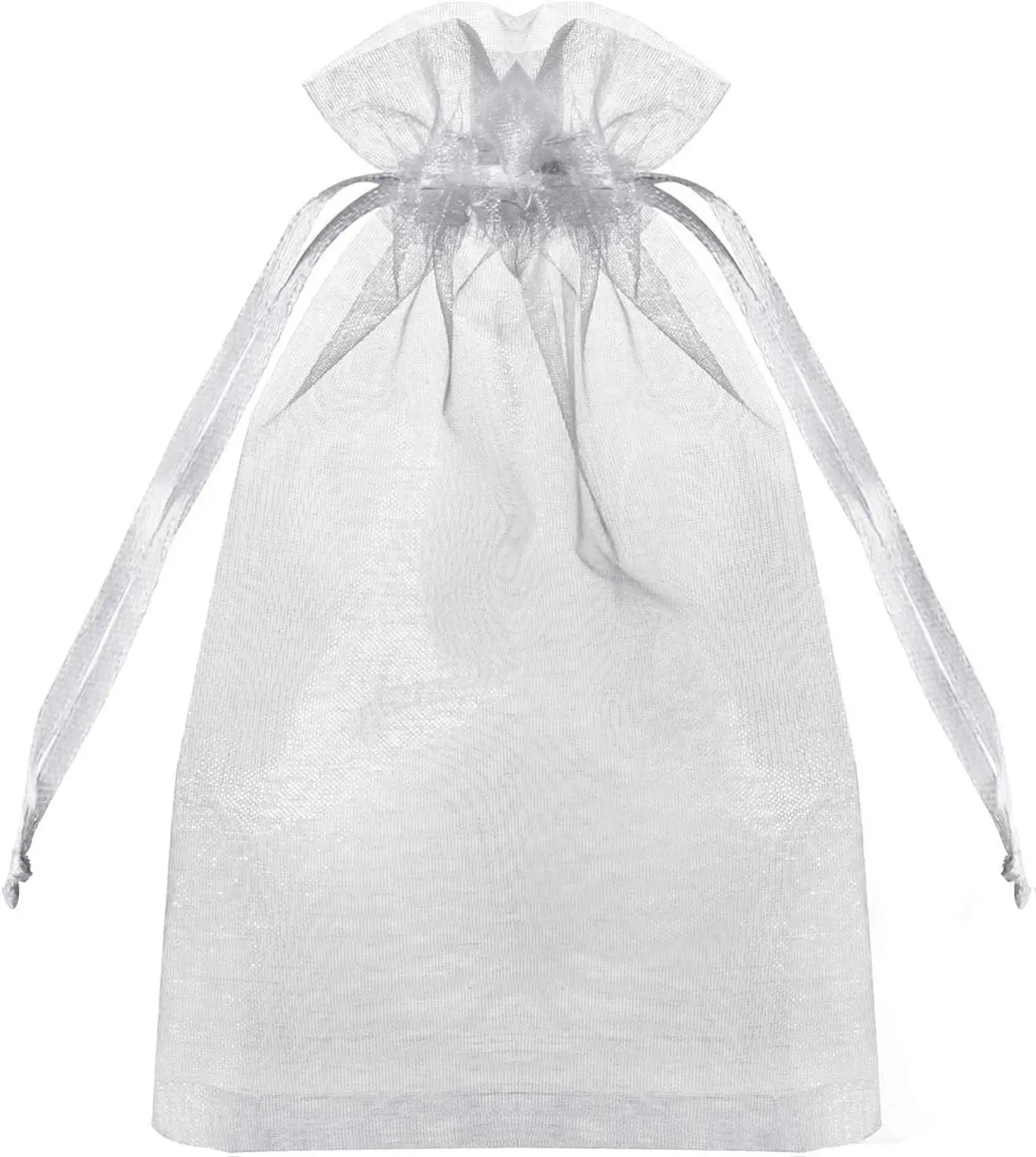 100PCS Premium Sheer Organza Bags, White Wedding Favor Bags with Drawstring, 4x6 inches Jewelry Gift Bags for Party, Festival, Makeup Favor Bags,Net Gift Bags,Drawstring Goody bags