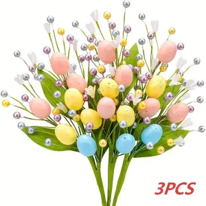Easter Realistic Egg Bouquet Set, Easter Eggs & Pearl Branch Decoration, No Maintenance Non-Fading, Perfect for Party Decorations