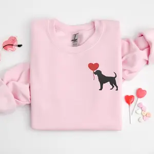 Black Labrador Dog Embroidered Valentines Sweatshirt, Dog Valentines Embroidered Sweatshirt, Pet Embroidered Sweatshirt, Dog Sweatshirt 67U3